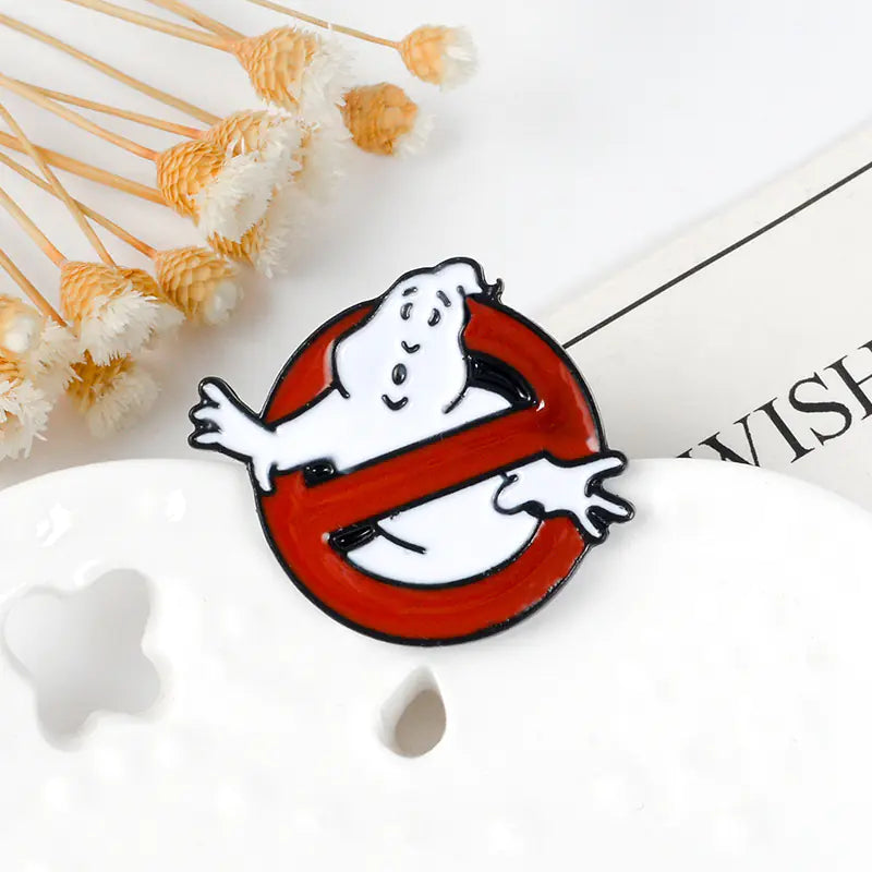 White Ghost Badge Cartoon Brooch, Movie Merchandise Pin