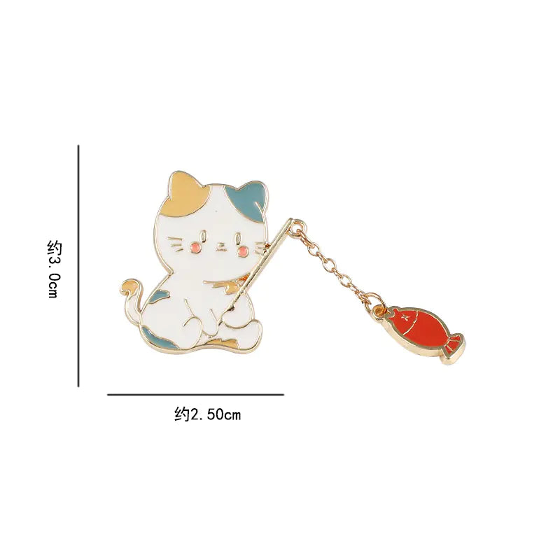 Cute Cartoon Cat Fishing Brooch Kit for Students