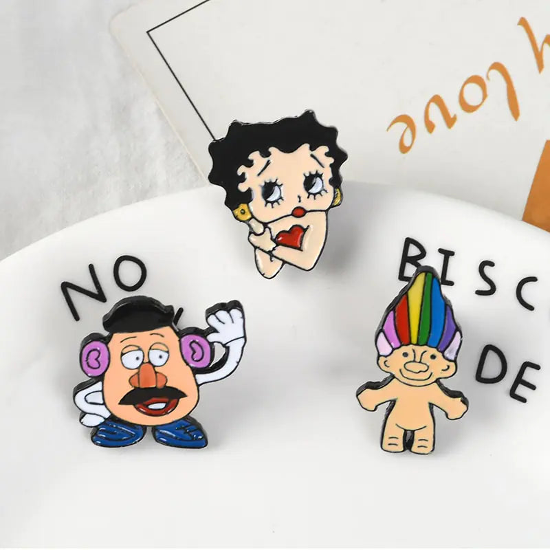 Cute Cartoon Character Enamel Brooch and Badge